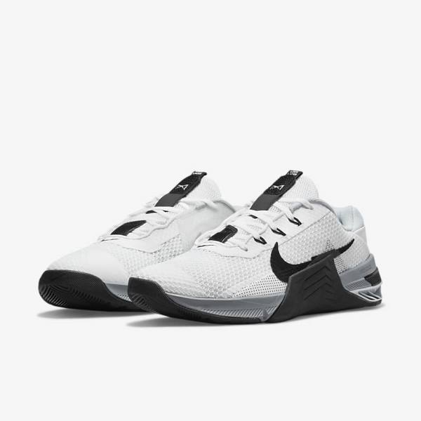 Men's Nike Metcon 7 Training Shoes White / Grey / Platinum / Black | NK463VPH