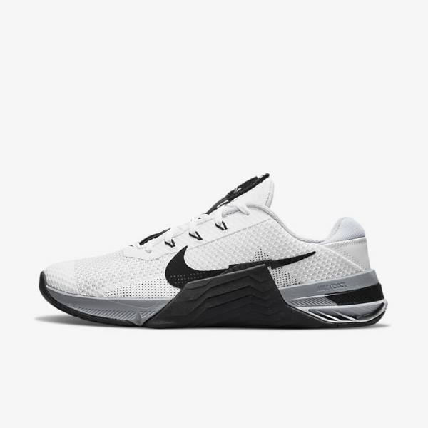 Men\'s Nike Metcon 7 Training Shoes White / Grey / Platinum / Black | NK463VPH