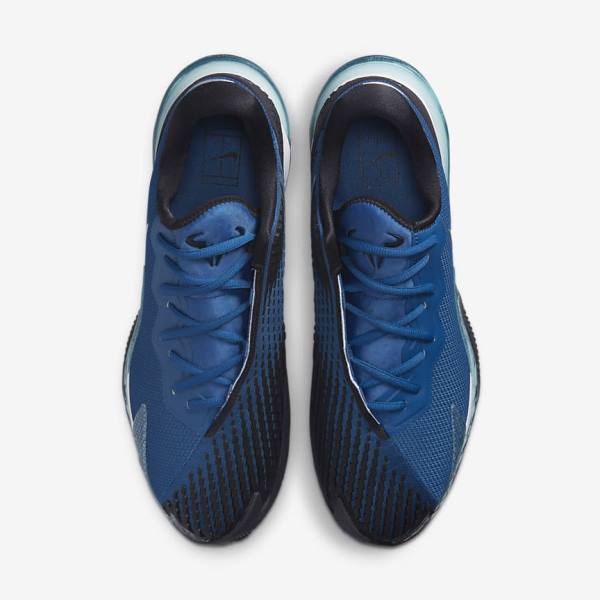 Men's Nike NikeCourt Air Zoom Vapor Cage 4 Rafa Clay Tennis Shoes Blue / Black / Metal Silver | NK849MCG