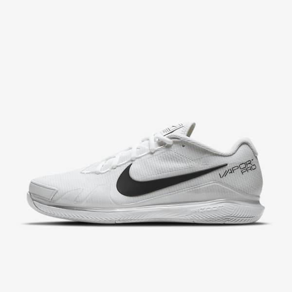 Men\'s Nike NikeCourt Air Zoom Vapor Pro Hard-Court Tennis Shoes White / Black | NK095ZNS