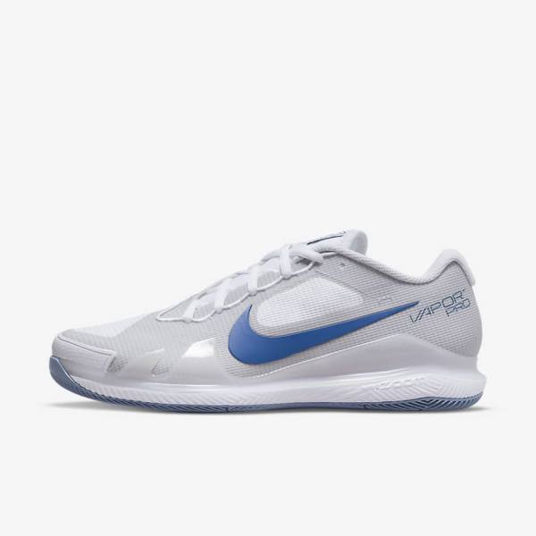 Men\'s Nike NikeCourt Air Zoom Vapor Pro Hard-Court Tennis Shoes White / Grey / Navy | NK301OYB