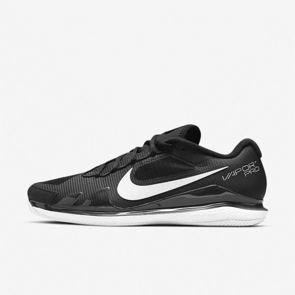 Men\'s Nike NikeCourt Air Zoom Vapor Pro Clay Court Tennis Shoes Black / White | NK529ATV