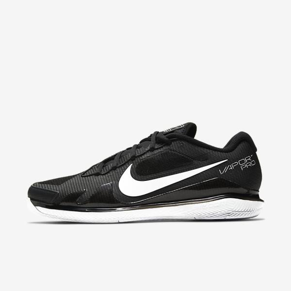 Men\'s Nike NikeCourt Air Zoom Vapor Pro Hard-Court Tennis Shoes Black / White | NK540BJN