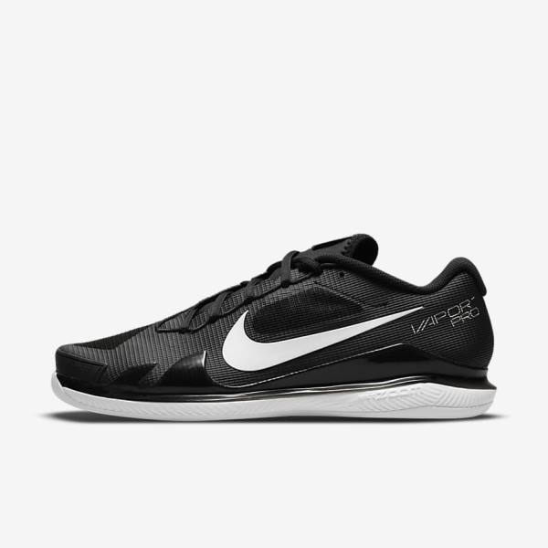 Men\'s Nike NikeCourt Air Zoom Vapor Pro Carpet Tennis Shoes Black / White | NK630WAY