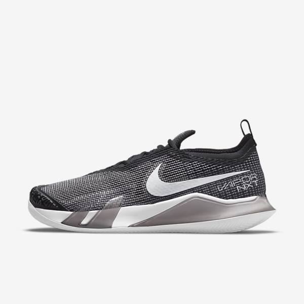 Men\'s Nike NikeCourt React Vapor NXT Clay Court Tennis Shoes Black / White | NK207PXW