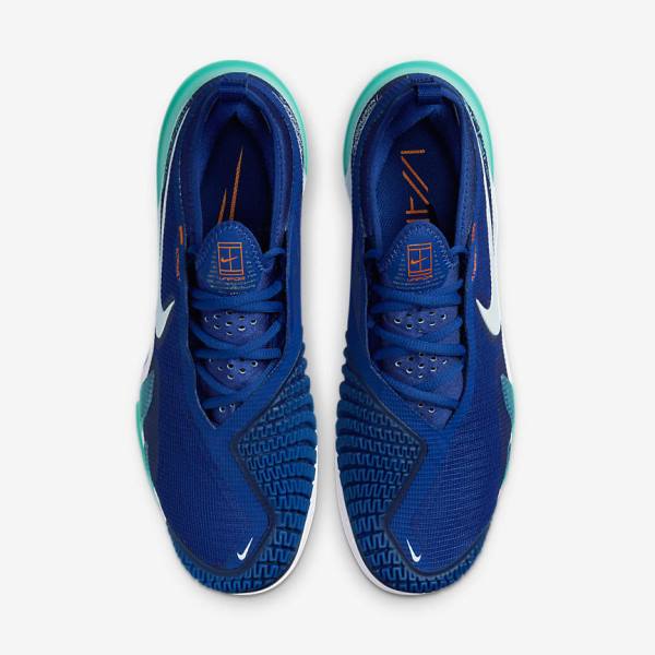 Men's Nike NikeCourt React Vapor NXT Clay Court Tennis Shoes Royal Blue / Turquoise / Orange / White | NK240CUW