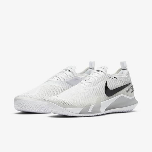 Men's Nike NikeCourt React Vapor NXT Hard-Court Tennis Shoes White / Grey / Black | NK489NTW