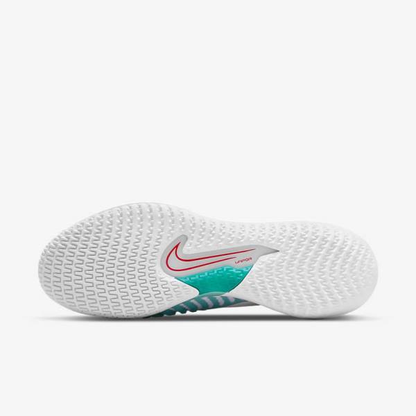 Men's Nike NikeCourt React Vapor NXT Hard-Court Tennis Shoes White / Red / Burgundy / Turquoise | NK609LGT