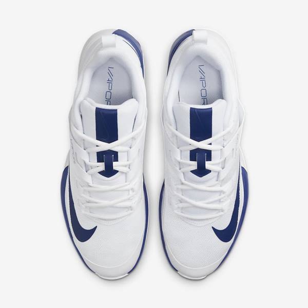 Men's Nike NikeCourt Vapor Lite Clay Court Tennis Shoes White / Royal Blue | NK901QBA