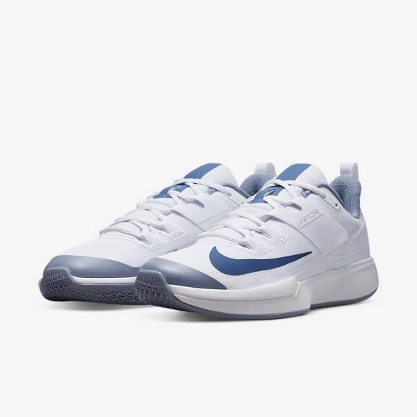 Men's Nike NikeCourt Vapor Lite Hard Court Tennis Shoes White / Navy | NK672HWY