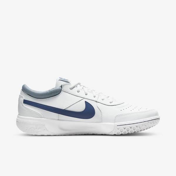 Men's Nike NikeCourt Zoom Lite 3 Hard Court Tennis Shoes White / Navy | NK053VWU