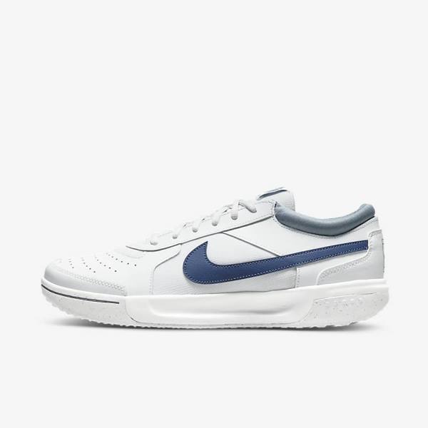 Men\'s Nike NikeCourt Zoom Lite 3 Hard Court Tennis Shoes White / Navy | NK053VWU