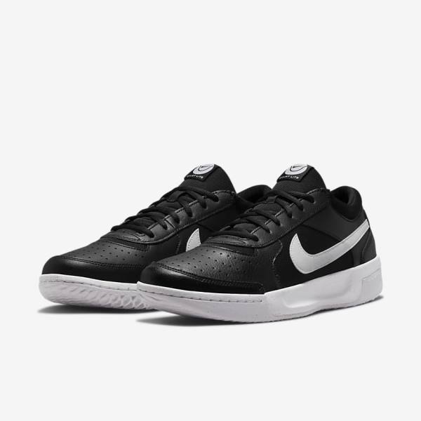 Men's Nike NikeCourt Zoom Lite 3 Hard Court Tennis Shoes Black / White | NK416BKU