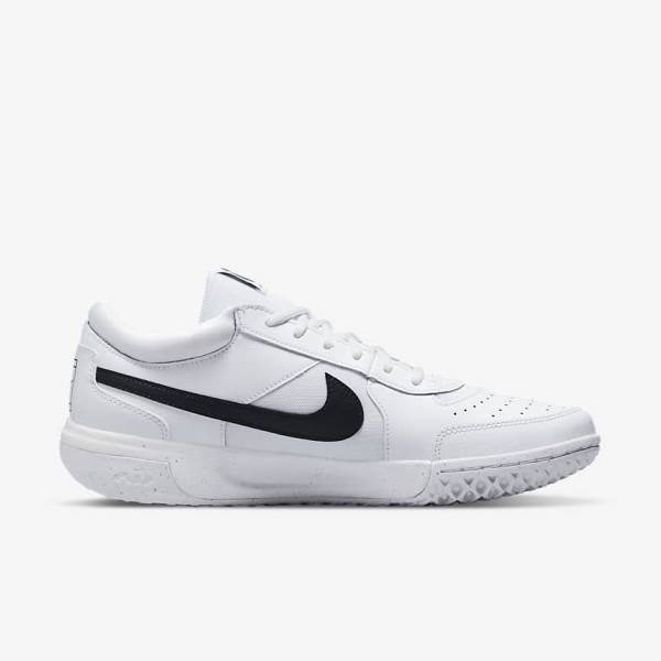 Men's Nike NikeCourt Zoom Lite 3 Hard Court Tennis Shoes White / Black | NK863UQW