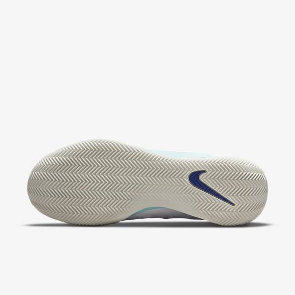 Men's Nike NikeCourt Zoom NXT Clay Court Tennis Shoes White / Light Beige / Turquoise / Royal Blue | NK406NDH