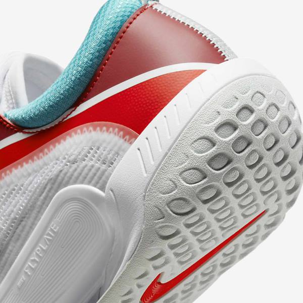 Men's Nike NikeCourt Zoom NXT Hard Court Tennis Shoes White / Light Silver / Red / Turquoise | NK362FHI