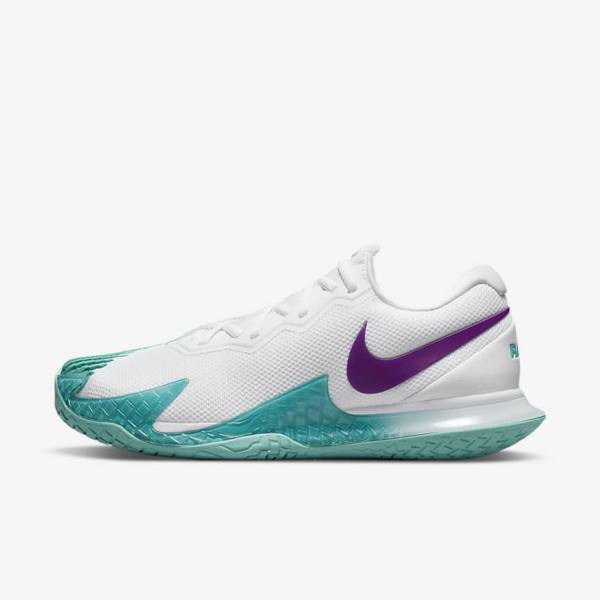 Men\'s Nike NikeCourt Zoom Vapor Cage 4 Rafa Hard Court Tennis Shoes White / Turquoise / Red Purple | NK289FZW