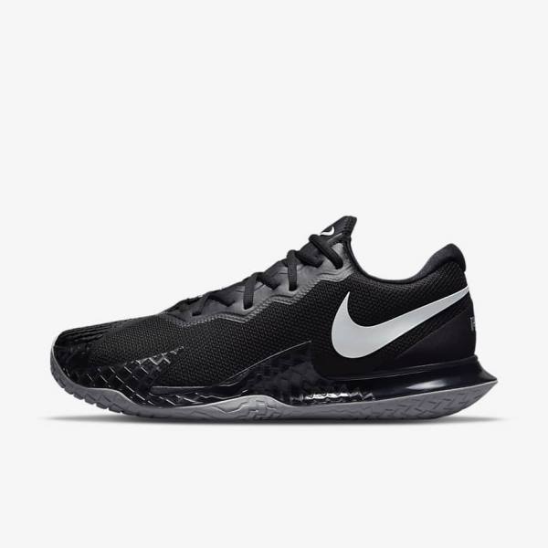 Men\'s Nike NikeCourt Zoom Vapor Cage 4 Rafa Hard Court Tennis Shoes Black / Metal Silver | NK307IKB