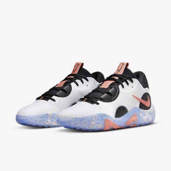 Men's Nike PG 6 Basketball Shoes White / Black / Blue / Red | NK584FCQ