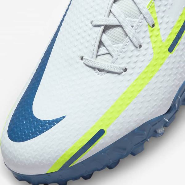 Men's Nike Phantom GT2 Academy Dynamic Fit TF Turf Football Shoes Grey / Light Blue / Dark Blue | NK632NTS