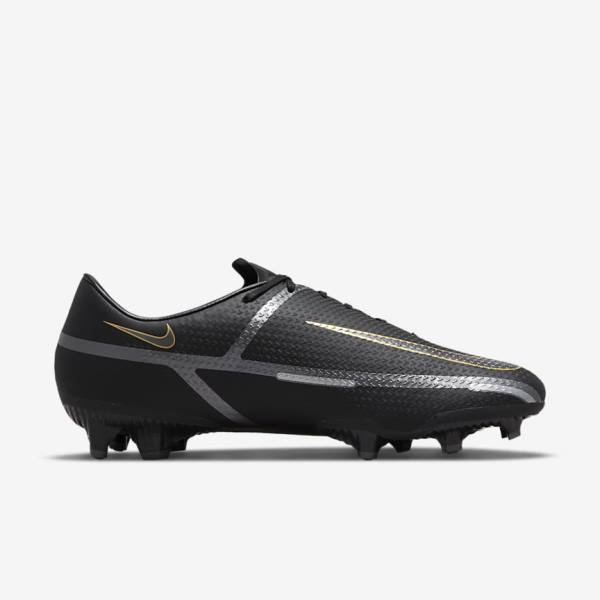 Men's Nike Phantom GT2 Academy MG Multi-Ground Football Shoes Black / Metal Gold / Dark Grey / Metal Dark Grey | NK276DIC