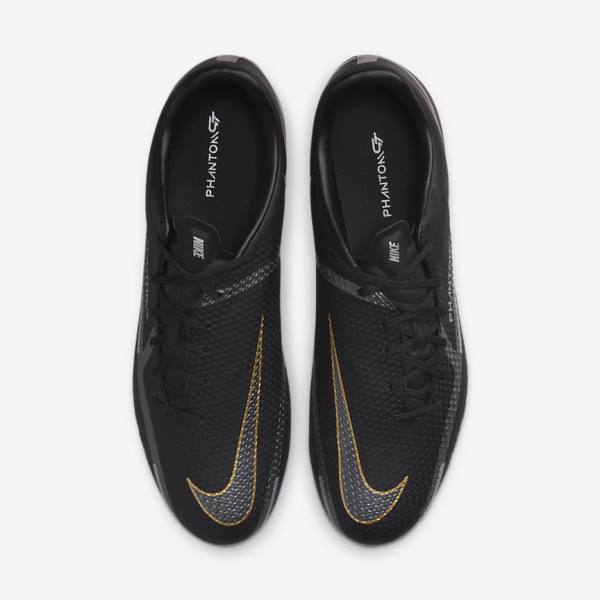 Men's Nike Phantom GT2 Academy MG Multi-Ground Football Shoes Black / Metal Gold / Dark Grey / Metal Dark Grey | NK276DIC