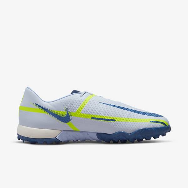 Men's Nike Phantom GT2 Academy TF Turf Football Shoes Grey / Light Blue / Dark Blue | NK581JAU