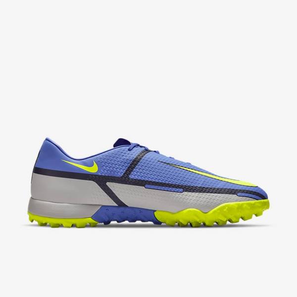 Men's Nike Phantom GT2 Academy TF Turf Football Shoes Blue / Grey | NK624YDO