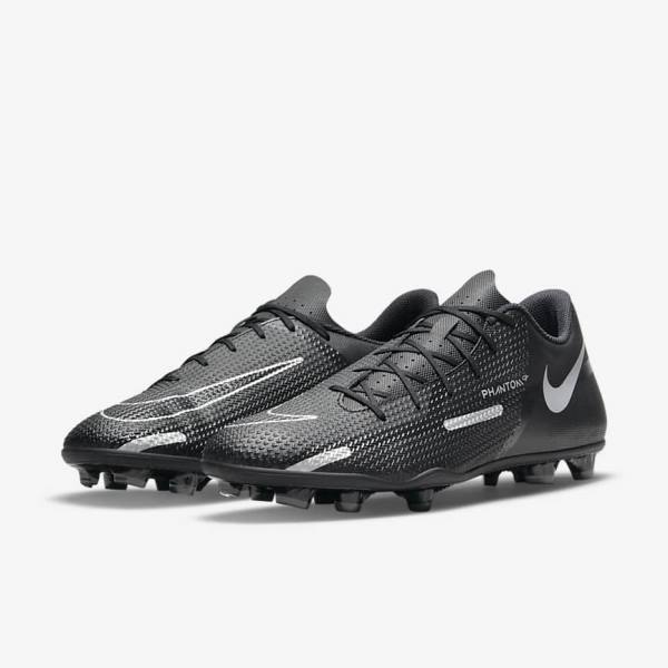 Men's Nike Phantom GT2 Club MG Multi-Ground Football Shoes Black / Dark Grey / Metal Silver | NK850WDG