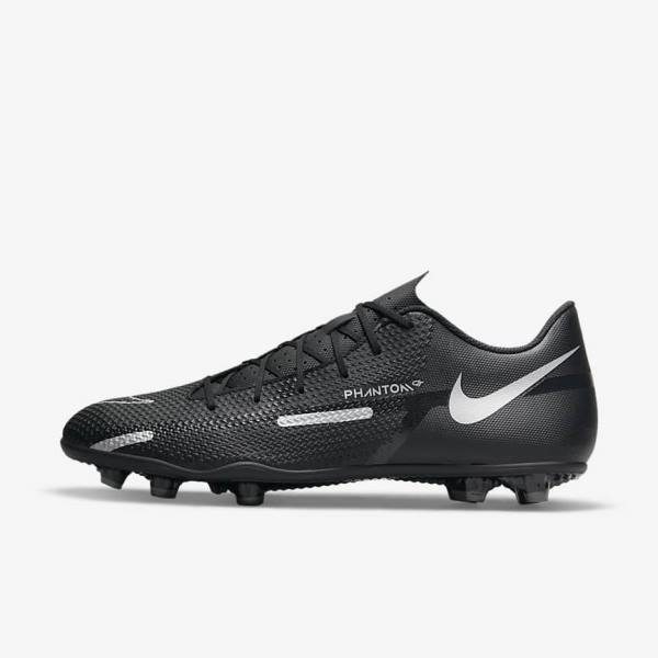 Men\'s Nike Phantom GT2 Club MG Multi-Ground Football Shoes Black / Dark Grey / Metal Silver | NK850WDG