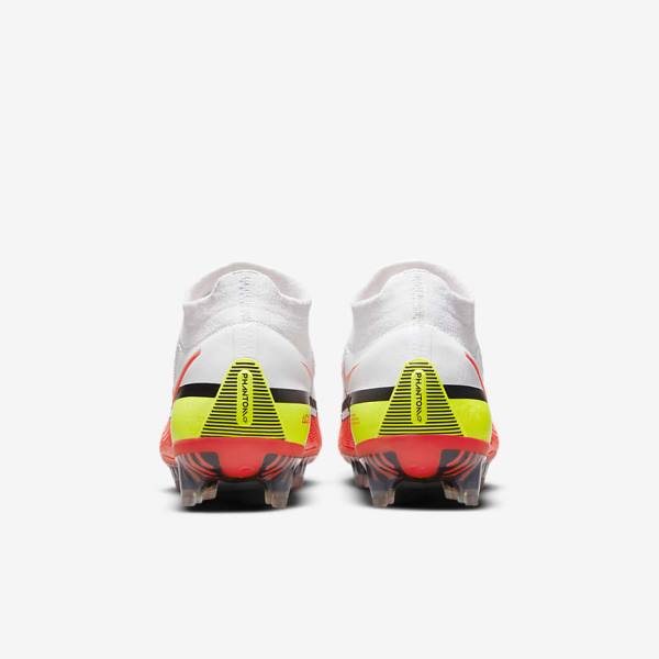 Men's Nike Phantom GT2 Dynamic Fit Elite FG Firm-Ground Football Shoes White / Light Red | NK042IKE