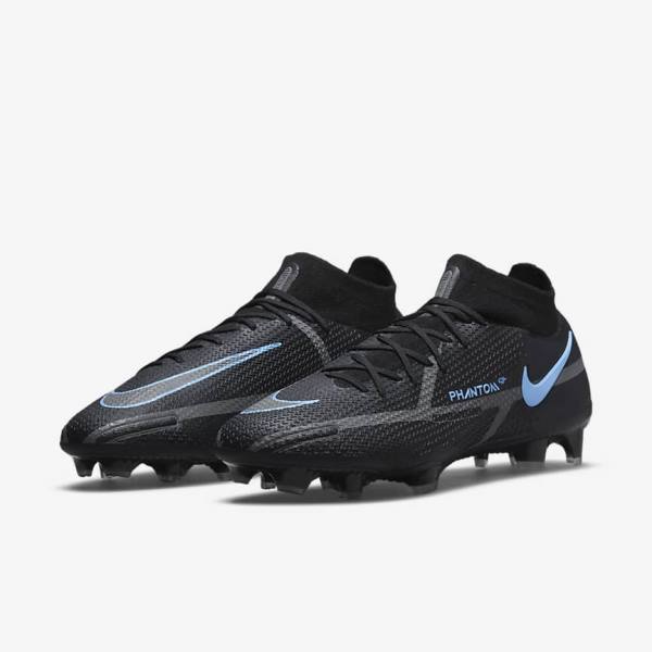 Men's Nike Phantom GT2 Dynamic Fit Elite FG Firm-Ground Football Shoes Black / Grey | NK720PZT