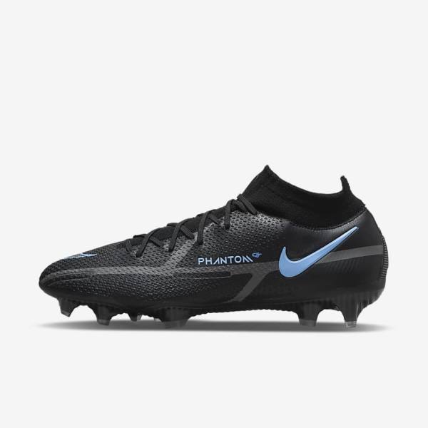 Men\'s Nike Phantom GT2 Dynamic Fit Elite FG Firm-Ground Football Shoes Black / Grey | NK720PZT