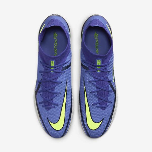 Men's Nike Phantom GT2 Dynamic Fit Elite FG Firm-Ground Football Shoes Blue / Grey | NK947CDM