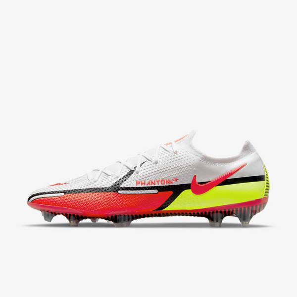 Men\'s Nike Phantom GT2 Elite FG Firm-Ground Football Shoes White / Black / Light Red | NK734UDF