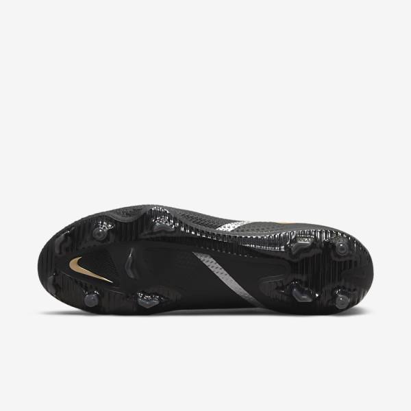 Men's Nike Phantom GT2 Pro Dynamic Fit FG Firm-Ground Football Shoes Black / Metal Gold / Metal Silver / Metal Dark Grey | NK019BPN