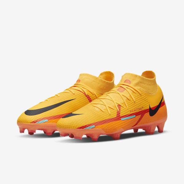 Men's Nike Phantom GT2 Pro Dynamic Fit FG Firm-Ground Football Shoes Orange / Light Red / Black | NK726XUN