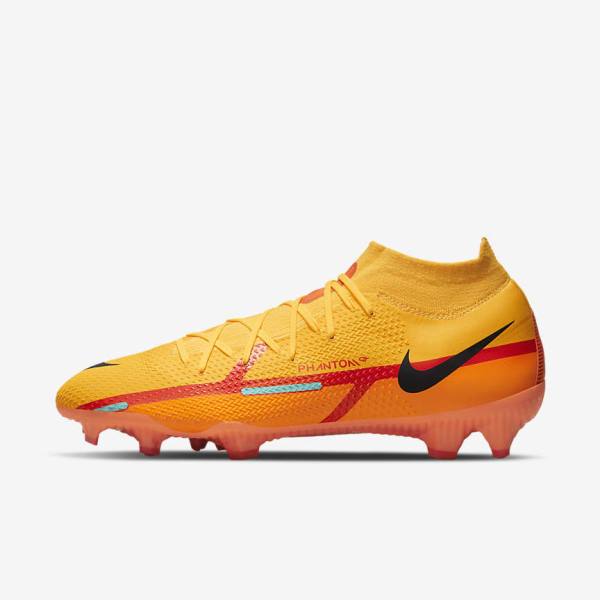 Men\'s Nike Phantom GT2 Pro Dynamic Fit FG Firm-Ground Football Shoes Orange / Light Red / Black | NK726XUN