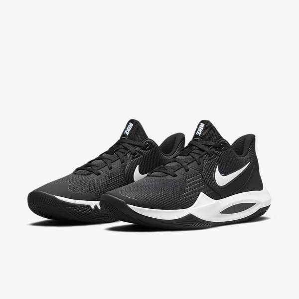 Men's Nike Precision 5 Basketball Shoes Black / Dark Grey / White | NK208ZVQ