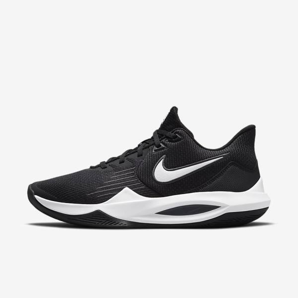 Men\'s Nike Precision 5 Basketball Shoes Black / Dark Grey / White | NK208ZVQ