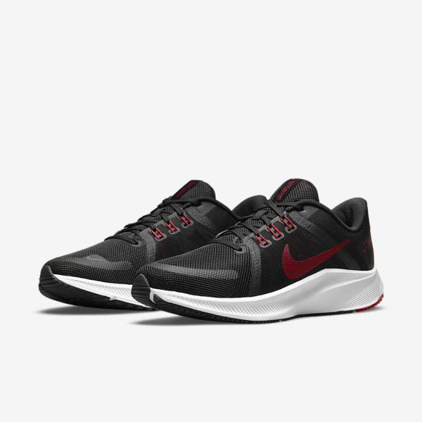 Men's Nike Quest 4 Road Running Shoes Black / White / Dark Grey / Red | NK309SJY