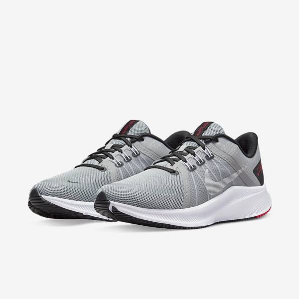 Men's Nike Quest 4 Road Running Shoes Light Grey / Black / Red / White | NK632TZW