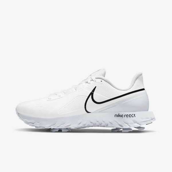 Men\'s Nike React Infinity Pro Golf Shoes White / Metal Platinum / Black | NK364SZM