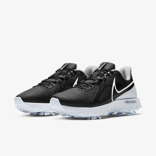 Men's Nike React Infinity Pro Golf Shoes Black / Metal Platinum / White | NK827CDV