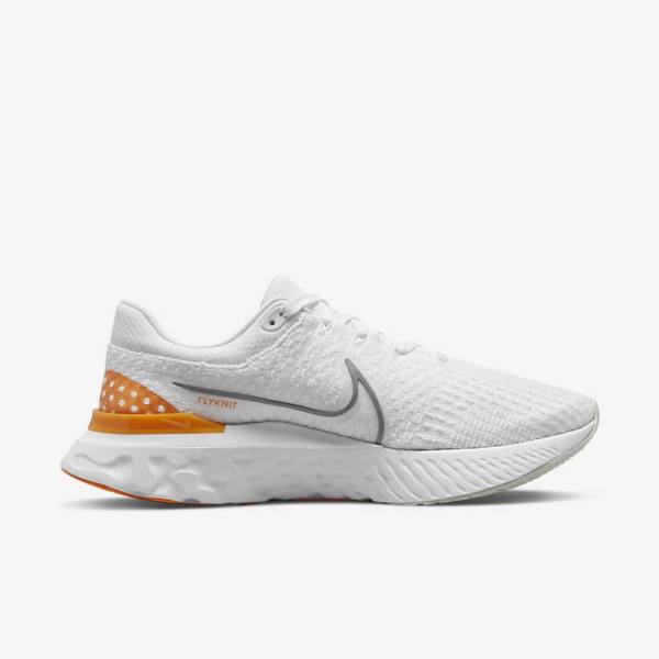 Men's Nike React Infinity Run Flyknit 3 Road Running Shoes White / Grey | NK456OYD