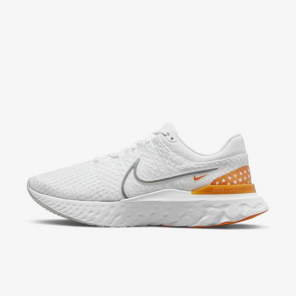 Men\'s Nike React Infinity Run Flyknit 3 Road Running Shoes White / Grey | NK456OYD