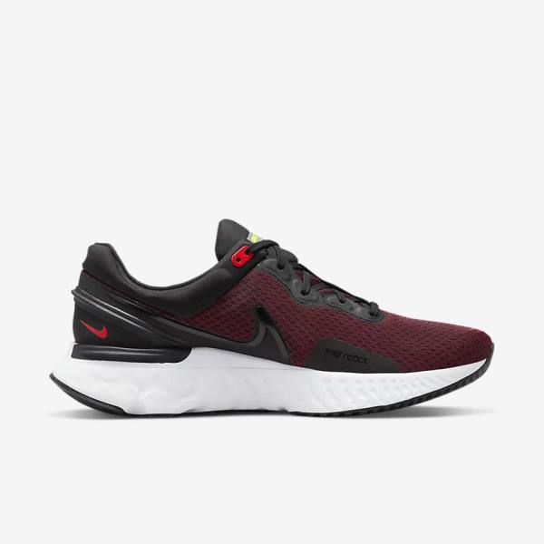 Men's Nike React Miler 3 Road Running Shoes Black / Red / White | NK530DJR