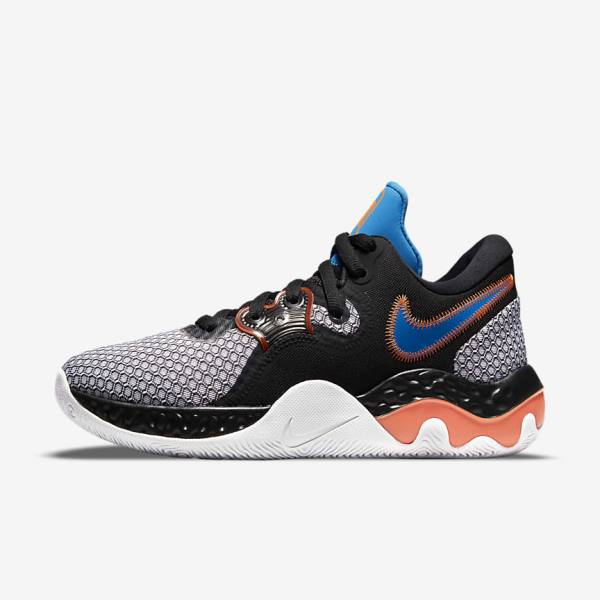 Men\'s Nike Renew Elevate 2 Basketball Shoes Black / White / Orange / Light Blue | NK970JKW