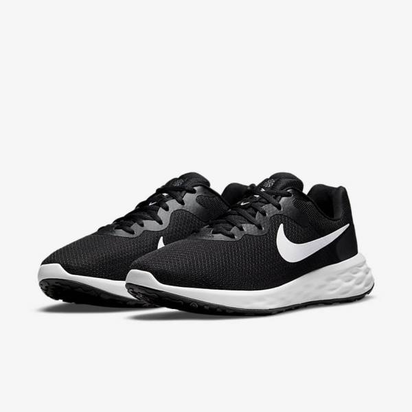 Men's Nike Revolution 6 (Extra Wide) Running Shoes Black / Grey / White | NK635ZTY