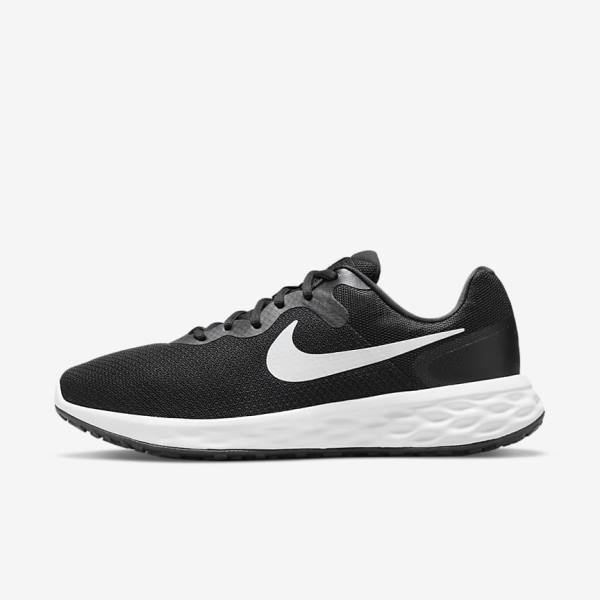 Men\'s Nike Revolution 6 (Extra Wide) Running Shoes Black / Grey / White | NK635ZTY